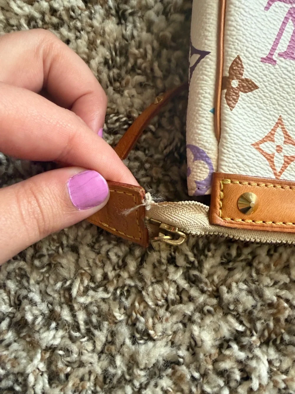 Louis Vuitton Multicolor Monogram White Mini Pochette with Tan Trim - Picture 11 of 13